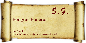 Sorger Ferenc névjegykártya